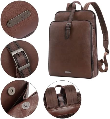 Cluci Womens ruksak torbica prave kože 15,6 inča prijenosna vintage Travel Veliki poslovni torba za rame Kafa