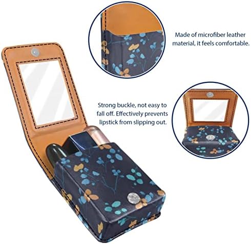 ORYUEKAN Mini torba za šminkanje sa ogledalom, torbica za kvačilo od umjetne kože, Pastorable Floral Blue Flower Vintage