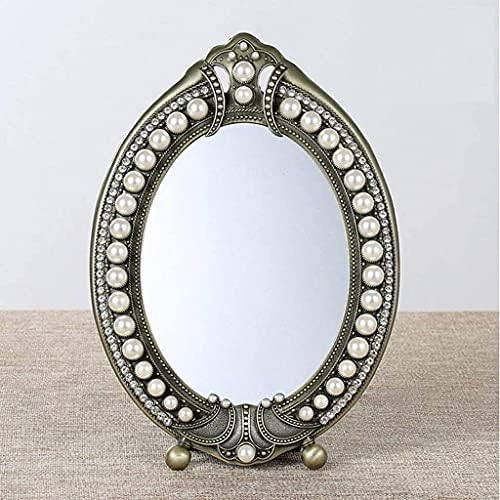 Ogledalo za šminkanje, metalno stolno jednostrano ogledalo za ispraznost u evropskom stilu HD Kozmetičko ogledalo sklopivo ogledalo za ispraznost