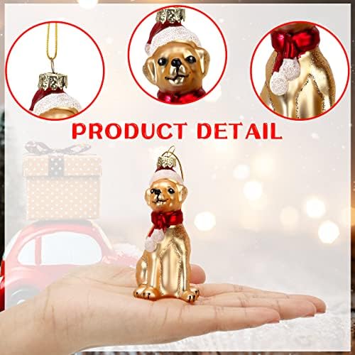 4 kom Labrador Retriver Božić Ornament sa Santa šešir, staklo pas ukrasi za jelku Božić dekoracije