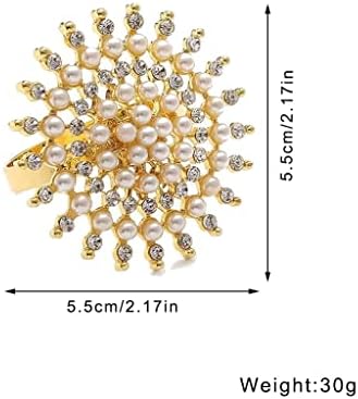 Zlbyb cvjetni biserni prsten od rinestone od salveta od kristalnog salveta za vjenčanje božićne zabave stol za večeru