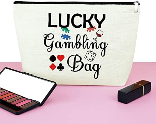 Mxrymvu Funny Gambler Gift Idea Makeup Bag Lucky kazino torba poklon za kockar kazino Lovers kozmetička torba Božić rođendan poklon za kockar prijatelji njen odlazak u penziju poklon za baku Travel Makeup torbica