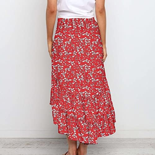Plisirane lepršave duge maksi suknje za žene ljetna Casual Boho Maxi suknja cvjetni Print visoka struka Swing slojevita suknja A-kroja
