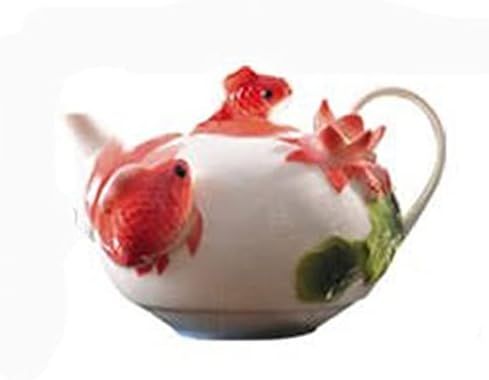 Ccbuy koi riba 3D keramička kafa čajnik reljefnog lotusa porculanski čajnik keramički porcelan za porculanu