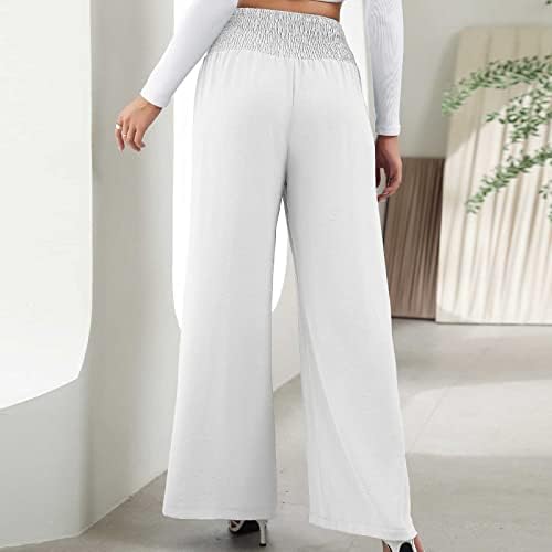 lcepcy plisirane pantalone visokog struka ženske pantalone sa elastičnim strukom široke pantalone sa labavim Krojem jednobojne Lounge pantalone