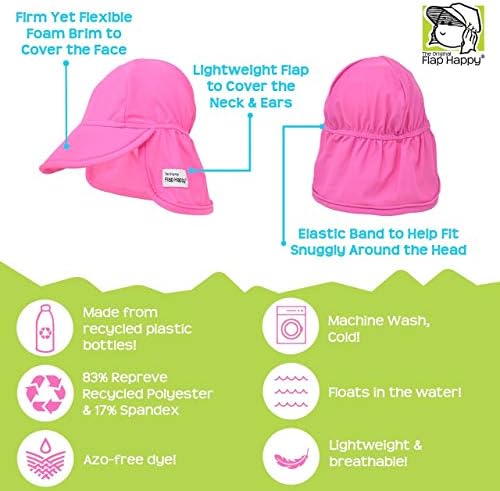 Flap Happy Baby and Childrens Swim flap šešir UPF 50+, najviša sertifikovana UV zaštita od sunca, boja bez Azo-a,