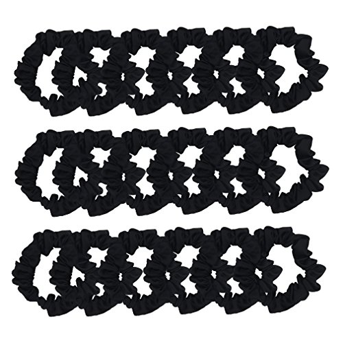 Set od 24 crne satenske maramice za kosu za žene elastične vezice za kosu male kose Bobbles tkanine