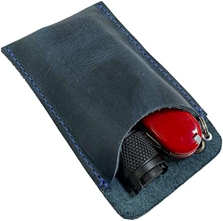 Hide & piće, EDC džepni Slip ručno izrađen od kože punog zrna, rukav za više alata i držač olovke za svakodnevnu upotrebu, pribor za kampiranje:: Slate Blue