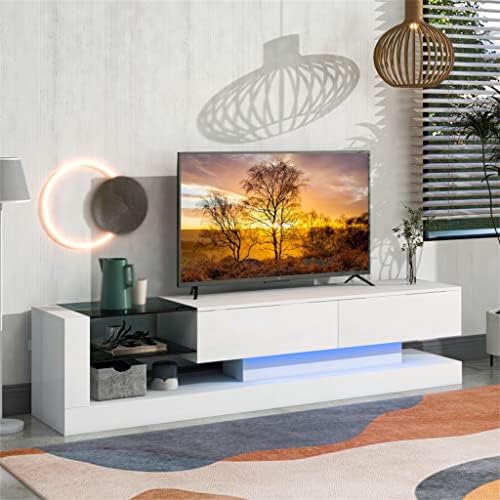 ZlxDP TV stalak sa dva ormara za skladištenje medija za zabavu za zabavu za 75 inča, 16 boja RGB LED boja