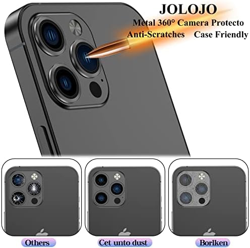 JOLOJO [3+1] Paket zaštitnik sočiva kamere kompatibilan za iPhone 14 Pro / 14 Pro Max ,poklopac prstena kamere od kaljenog stakla/otporan na lomljenje kućišta/ogrebotine, pogodan za futrole