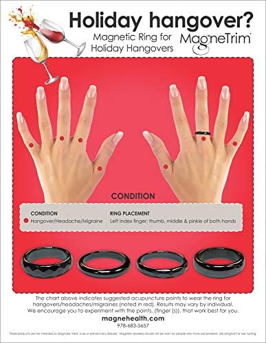 Magneheth Hematitni prstenovi - magnetski prsten za magnet za muškarce i žene, uniseks crni hematit magnetski prsten, upija negativnu energiju anksioznost ravnoteže i nakit korijena, veličine 10