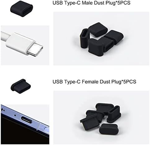 30X Dust Cover Port utikači, 6 Vrste Silikonski USB poklopac Port čep za USB Type-C, USB A ženski, Micro USB, iPhone 14/13/12, USB ženski & muški portovi Protecor komplet sa četkom za čišćenje