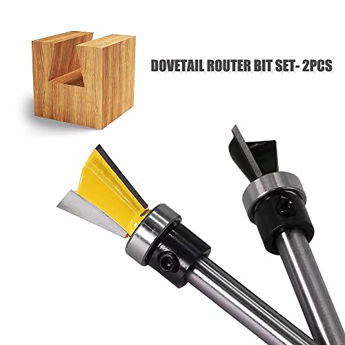 Dovetail usmjerivač 2pcs 1/4 inčni nosač nosača nosača za spajanje sa ležajem, prečnikom rezača / dubinom-1/2 i 5/8 za obradu drveta, stolarski rad