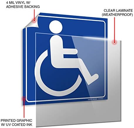 Hendikep / invalidska kolica Pristupačna naljepnica 6 x 6 - izdržljiv samoljepljiv 4 mil vinil - laminirani - laminirani - otporan na izblijed - vodootporan - plavi hendikep znak za automobil, autobus, posao ili lift