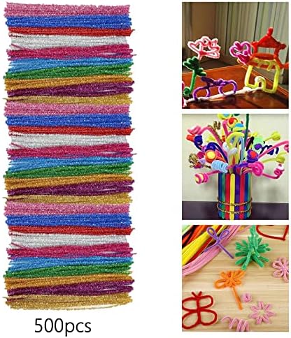 500pcs Clears Cleaners Set Colical Chenille Stems Clems Cleaners Fuzzy Schulpture Skulptura Steam Craft