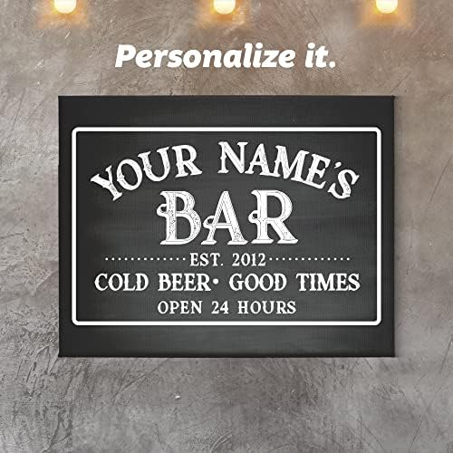 Uzorak Pop-personalizirani starinski znak za Bar na tabli - prilagođeni dekor za dom i vrt - platneni zidni znak - hladno pivo, dobra vremena, otvoreno 24 sata