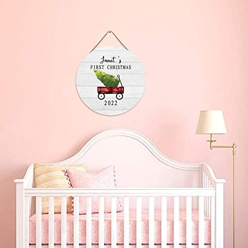 Drveni znak personalizovana beba prvi Božić 2022 seoska kuća Spavaća soba dekor plaketa znak novi
