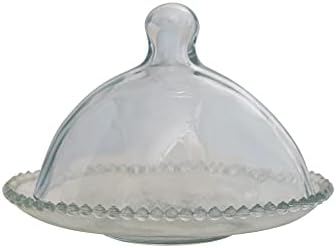 Creative Co-Op Staklo Hobnail Edge Tray, Clear Cloche