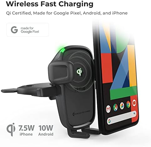 Iottie Car Charger Lako jednim dodirom Wireless 2 QI punjenja CD utor za punjenje + Air Vent Combo telefon za iPhone, Samsung Galaxy, Huawei, LG, pametni telefoni