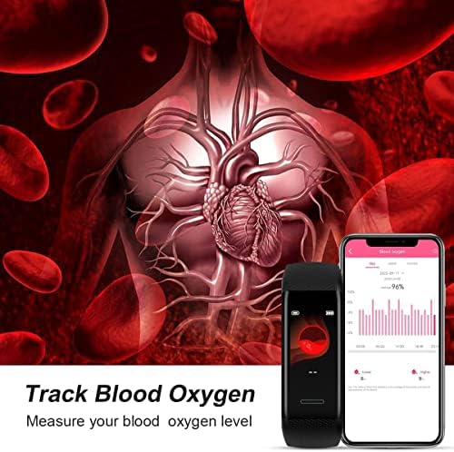 Fitness tracker sa 24/7 praćenje srca, fitnes tragač sa praćenjem nivoa kisika u vašoj krvi, dnevno praćenje aktivnosti, 50 metara vodootporan, fitness sat za Android iOS