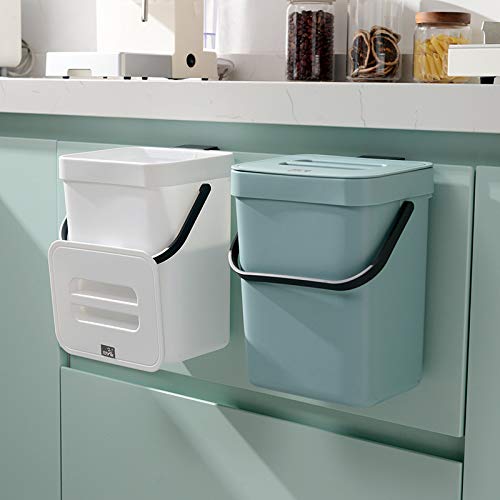 Mala smeća može sa poklopcem za counter top ili pod sudoperom plavim plastičnim otpadnim kantama Viseći kuhinjski kompost kanta za kupatilo / spavaću sobu / ured / automobil 1.3gallon