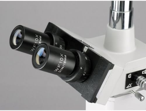 Amscope ME300TA-10m Digitalni episkopski Trinokularni metalurški mikroskop, okulari WF10x i WF16x, uvećanje 40X-640X, halogeno osvetljenje od 20w sa Reostatom, dvoslojni mehanički stepen, klizna glava, Optika visoke rezolucije, uključuje kameru od 10MP sa redukcionim sočivom i softverom