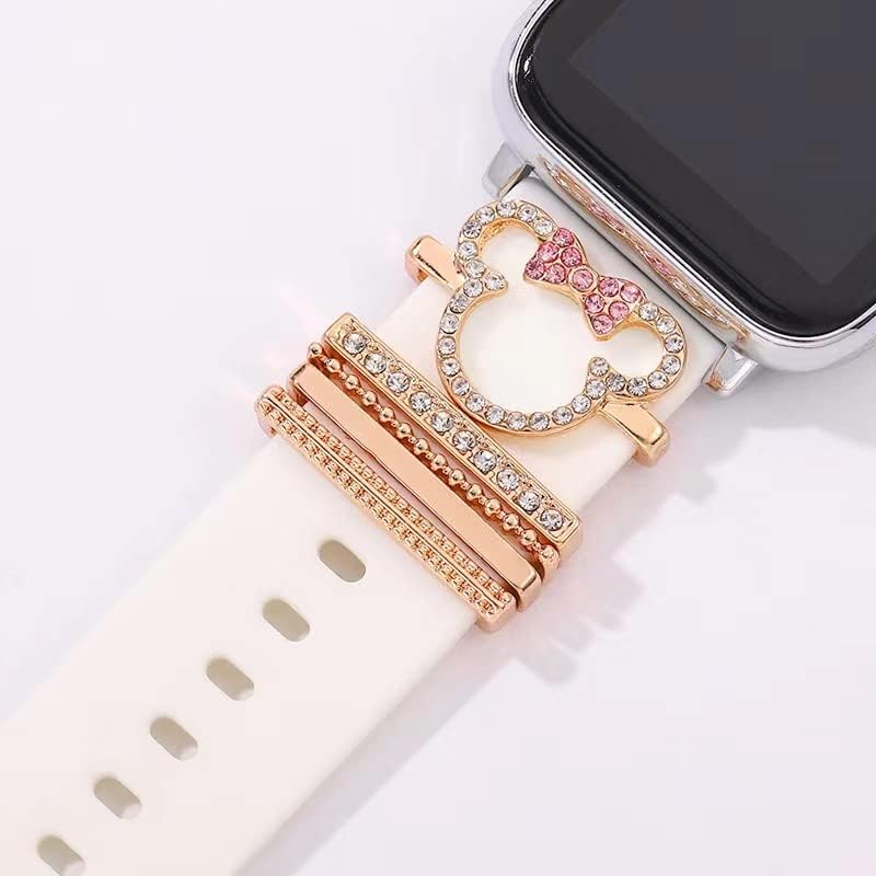 Gledajte šarme za žene, ukrasne prstenove petlje kompatibilne sa Apple Watch Band 38mm 40mm 41mm 42mm 44mm 45mm Smartwatch Band Dodatna oprema Dijamantni nakit za IWatch serija 7 6 5 4 3 2 1