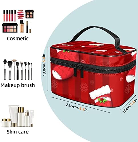 Crvene božićne čarape uzorak kozmetička torba prijenosna putnička torba za šminku Organizator toaletna torba za žene i djevojke