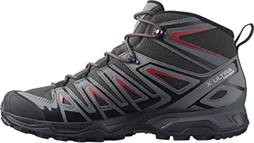 Salomon X Ultra Pioneer MID CLIMASALOMON vodootporne čizme za planinarenje za muškarce biciklističke cipele, Peat/Quiet Shade / Biking Red, 9