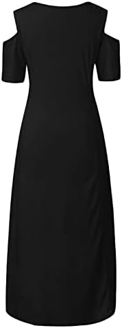 Fqzwong Maxi haljina Plus veličine,okrugli vrat kratki rukav sa ramena jednobojna haljina za zabavu za zabavu 2022 svečana haljina
