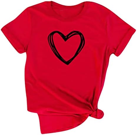 Ženske kratke rukave majice za srce Plus Veličina labava Casual bluza za pulover za tinejdžerke Dan zaljubljenih