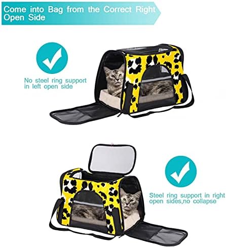 Nosač za kućne ljubimce životinja Leopard Žuti uzorak mekani putni nosači za kućne ljubimce za Mačke, Psi Puppy Comfort Prijenosna sklopiva torba za kućne ljubimce odobrena aviokompanija