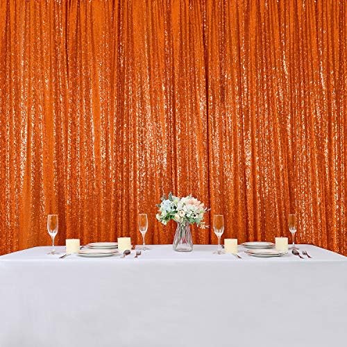 Hahuho narandžasta pozadina sa šljokicama, 2 kom 2ftx8ft Glitter pozadina zavjesa za zabave, Božić, vjenčanje, dekoracija za zabave（2 panela, 2ft x 8FT, narandžasta