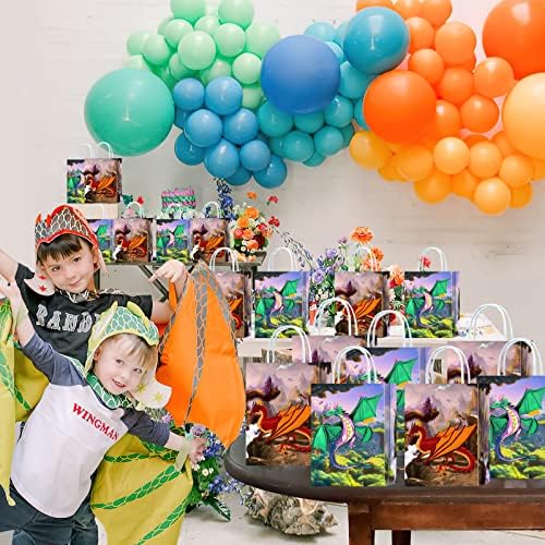 16 komada DRAGON Party Bageries za rođendanske potrepštine za zabavu, zmajeve poklon za grickalice liječe torbe za zabavu bombona s ručkom za djecu za odrasle za zabavu