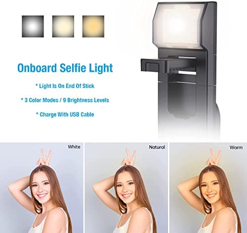 Fugetek 40 Quadrapod osvijetljeni stalak za selfi štap, lagan 7oz, bežični Bluetooth daljinski, patentirani