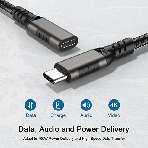 USB C produžni kabel 6,6ft 5-paket, USB tip-c muški do ženskog kabela, [USB3.1 Gen2 / 10Gbps] Transfer