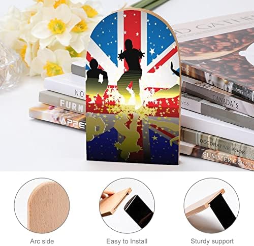 Sportske figure britanske zastave krajevi drvenih knjiga 2 kom neklizajuća drvena držača za knjige