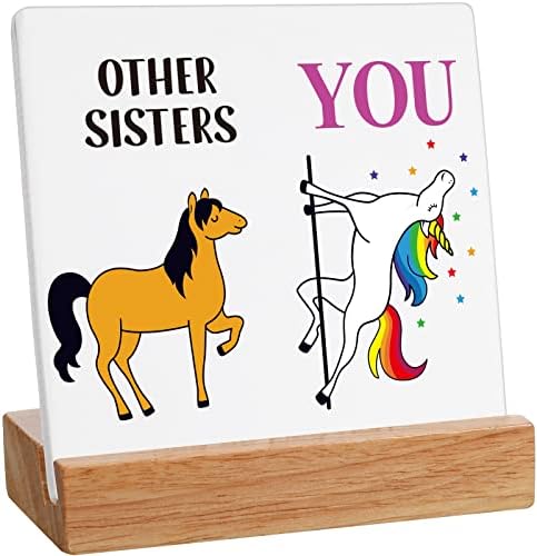 Mimorou Unicorn pokloni za sestru pozitivan ukras Plaketa sa drvenim postoljem rođendan Božić Matura pokloni za prijatelje sestra u zakonu i žene