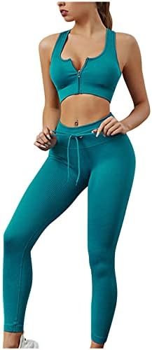 Pantalone setovi djevojke Ljeto jesen odjeću moda zip up work workout yoga camisole harmostere za hlače