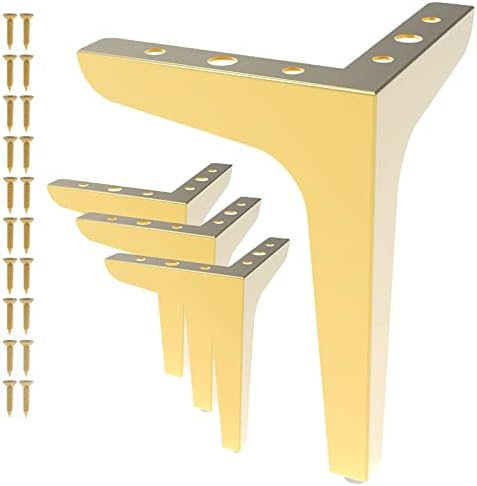 Losodona Gold 7 Set nogu nameštaja od 4 metalna desni ugao noge modernog stila zamenskih kauča za kauč na razvlačenje, za kauč, stolica, kauč, otoman, ormar