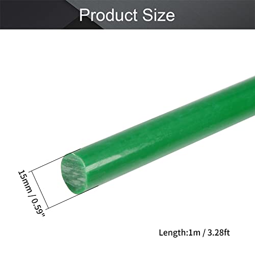 Othmro 1kom plastična okrugla šipka 0,59 inča prečnika 39 inča, zelene Polioksimetilenske šipke inženjerske