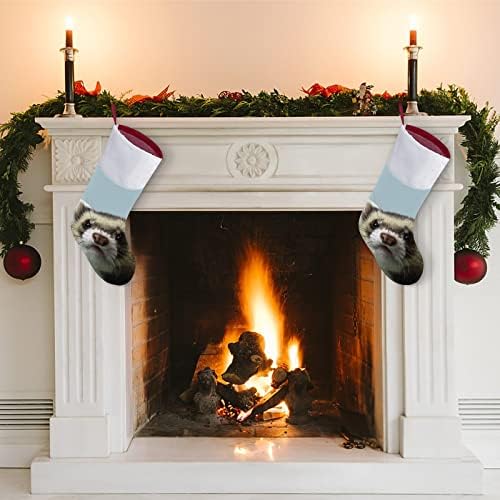 Slatka ferret lice božićne čarape Xmas Tree Kamin Viseće čarape sa kratkim ukrasom plišanog manžetne