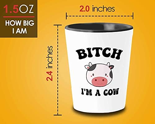 Bubble grli životinja Shot Glass 1.5 Oz-Im a krava-Kawaii Farmer slatka krava ljubitelji sarkazam