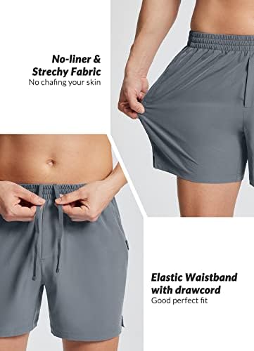 Baleaf muške kratke hlače 5 '' Brzi suhi lagani otvoreni 2 patentni džepovi Workout teretana