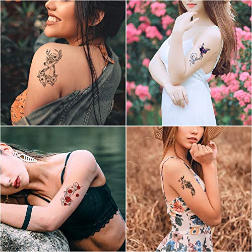 Aresvns privremene tetovaže cvijet za ženu 16 listova, rukav tetovaže za tinejdžerke i djecu vodootporan