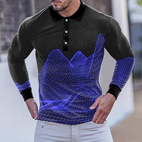 Štampane košulje za muškarce, muški modni casual sportski apstraktni digitalni tisak rever dugme dugih