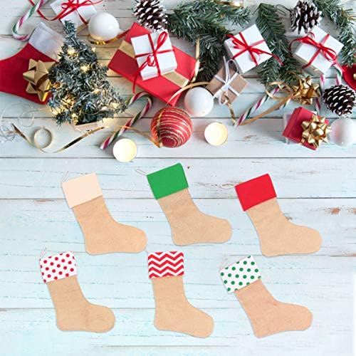 Alremo Xinghuang - 6pcs Božićna čarapa Jute Burlap Božićni čarapa Kamin Viseće čarape za poklone