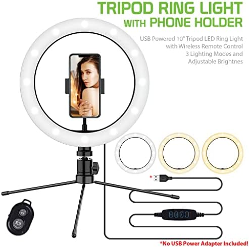 Svijetlo selfi prsten trobojno svjetlo kompatibilno s vašim Motorola Moto G LTE 10 inča s daljinskim upravljačem