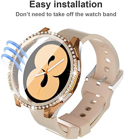 3 Pakovanje Bling Case za Samsung Galaxy Watch 4 44mm sa zaštitnim zaslonom od kaljenog stakla, Colaxuyi Potpuni