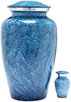 Divinityurns set urne za kremaciju od plavog mramora - plava urna - pristupačna ručno izrađena Pogrebna urna